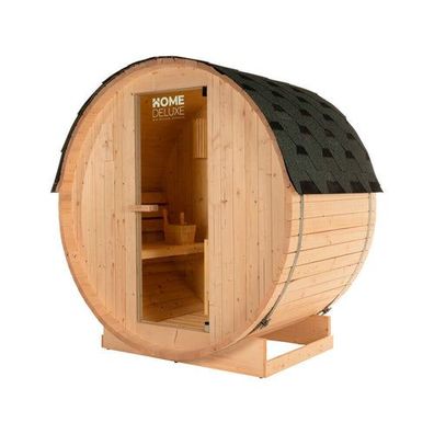 XXL Luxus Outdoor Fasssauna 195x120 cm SET Sauna inkl. 3,6 KW Saunaofen 2 Pers