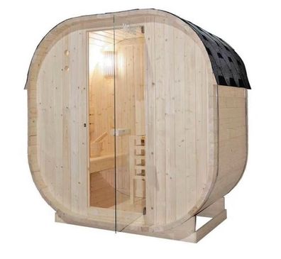 XXL Luxus Outdoor Fasssauna 194x120 cm SET Sauna inkl. 3,6 KW Saunaofen 2 Pers