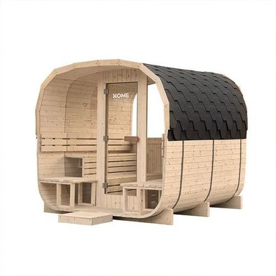 XXL Luxus Outdoor Fasssauna 260x230 cm SET Sauna inkl. 10,5 KW Saunaofen 6 Pers