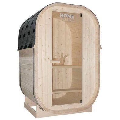XL Luxus Outdoor Fasssauna 194x120 SET Sauna inkl. 3,6 KW Saunaofen 2 Pers