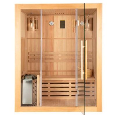 XXL Premium Traditionelle Sauna 150x120 cm SET inkl. 4,5 KW Saunaofen Ecksauna