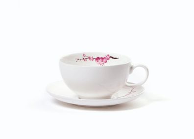 shamila® Tasse mit Unterteller - Cherry Blossom Teetasse Teegeschenk
