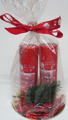 2 x Weihnachtstee "Rote japanische Teedosen Weihnachtspräsent" Firmengeschenk