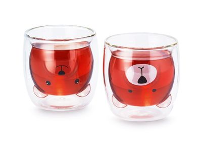 Glas „Pat" doppelwandiges Glas mit Bär-Motiven 2-fach sortiert, 0,2 l H 8,5 cm