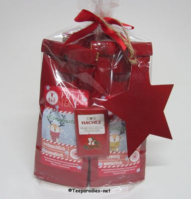 Weihnachtspräsent "roter Stern" 3 verschiedene Weihnachtsteesorten im Set