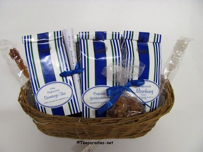 GP 45,90 EUR/Stck. Teekörbchen Teeparadies Teepräsent mit Kandissticks