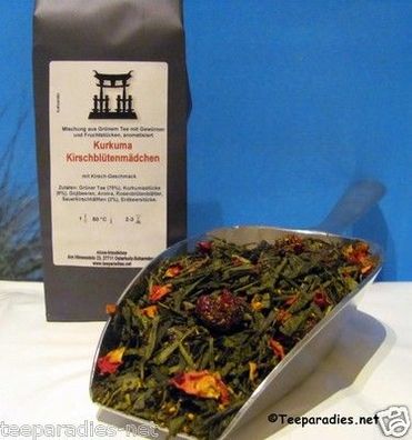 59,00 €/kg Kirschblütenmädchen Tee 100 g. Kurkuma Tee mit Kirsche Grüntee