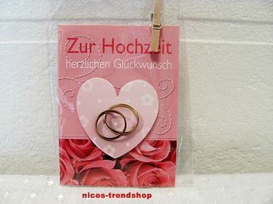 Hochzeitskarte Grußkarte Vermählung Karte zur Hochzeit Eheschließung + Klammer