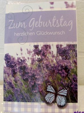 Geburtstagskarte Grußkarte Glückwunschkarte lila mit Schmetterling Geburtstag