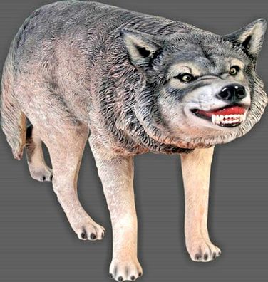 XXL Premium Wolf 130cm lebensgross Garten Deko Figur inkl. Spedition v2