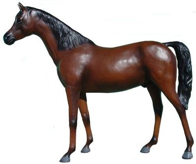XXL Pferd lebensgross Premium-Gartendeko 225 cm Gartendekoration Deko Figur braun