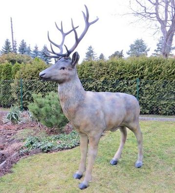 XXL Rothirsch Hirsch lebensgross 250 cm Wild Gartenfigur