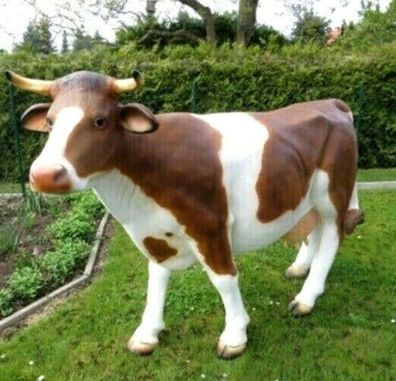 XXL Kuh lebensgross ca. 230 cm Premium Gartendeko lebensecht Garten-Deko Figur v3