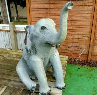 XXL Elefant Kind BABY 160cm lebensgross Gartendekoration Garten Deko Figur 2024