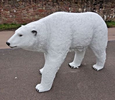 XXL Eisbär lebensgross Gartendeko 190x120x65 Garten Deko Figur WOW!