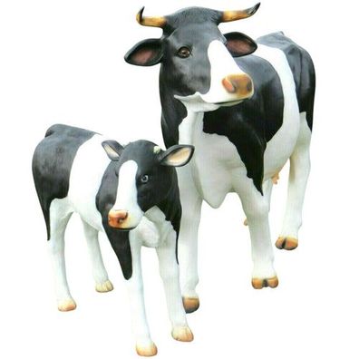 XXL Premium Kuh + Kalb SET lebensgross ca. 230cm Garten Deko Figur lebensecht NEU
