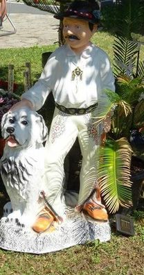 XL Schäfer MIT HUND 100cm hoch Gartendekoration GARTEN DEKO FIGUR Dekofigur Neu