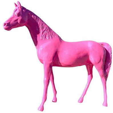 XXL Premium Pferd lebensgross Gartendeko 220 cm Garten Deko Figur Farbe: Rosa Lack