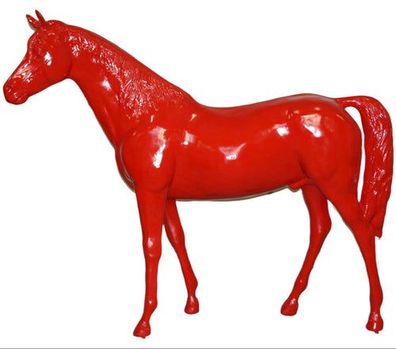 XXL Premium Pferd lebensgross Gartendeko 220 cm Garten Deko Figur Farbe: Rot Lack