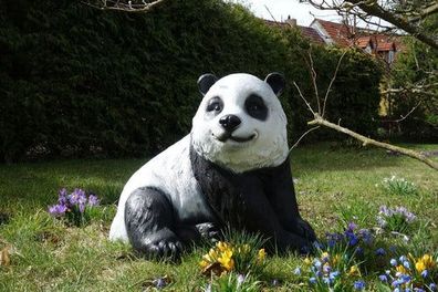 XXL Premium Panda sitzend lebensgross Pandabär Garten Deko Figur