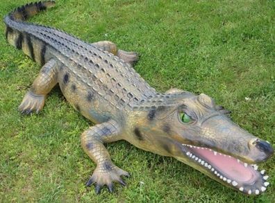 XXL Krokodil Alligator lebensgross Garten Deko Figur Gartenfigur 200x70x25 cm