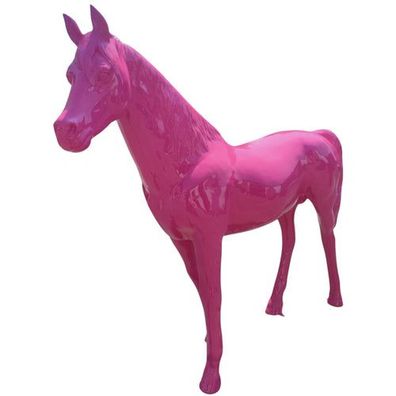 XXL Premium Pferd lebensgross Gartendeko ca. 220 cm Garten Deko Figur Farbe: Pink Lac