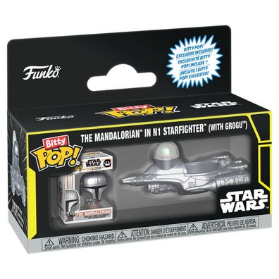 Bitty POP-Figur Ride Star Wars The Mandalorian in N1 Starfighter mit Grogu