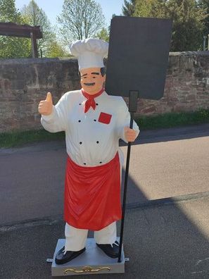 XXL Premium Chefkoch mit Tafel 185cm hoch Koch Deko Figur Gastrofigur Restaurant