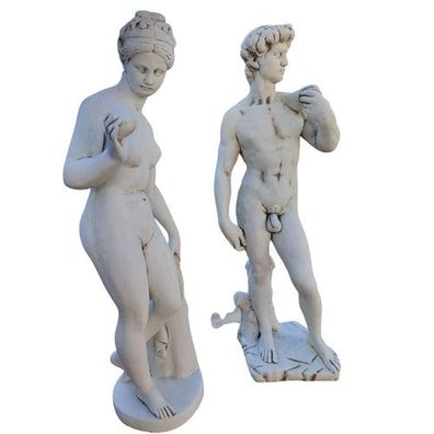 XXL Premium Statue David+Venus Adam+Eva 120 cm hoch Garten Deko Stein Figur