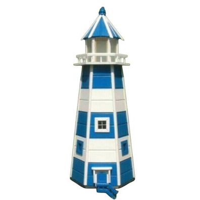 XXL Premium Leuchtturm mit Solar LED Beleuchtung 1,40m blau/weiss 140cm b DEKO
