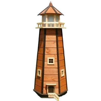 XXL Premium Leuchtturm mit Solar LED Beleuchtung 1,4m braun 140cm Garten Deko v7