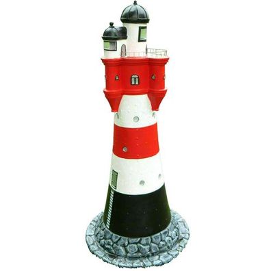 XXL Leuchtturm 115 cm hoch rot/weiß + Beleuchtung Garten Deko