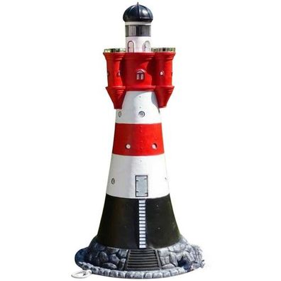XXL Premium Leuchtturm 140cm Roter Sand rot/weiß + Beleuchtung Garten Deko 1,4m v2