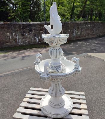 XXL Premium Delfin Springbrunnen Stein 165 cm hoch Deko Garten Brunnen Figur
