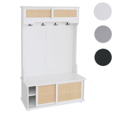Garderobe HWC-P25, Holzgarderobe, Melamin Kubu Rattan 163x100x47cm