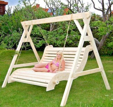 Luxus Premium Hollywoodschaukel Holz Massivholz Gartenmöbel-Gartenschaukel 2024