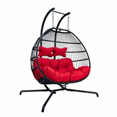 Luxus Premium Rattan Hängesessel Hängekorb Polyrattan Hängestuhl-Hängeschaukel c