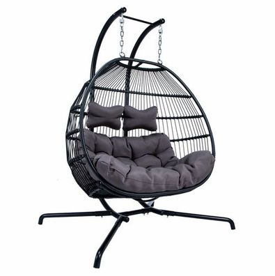 Luxus-Premium Rattan Hängesessel Polyrattan-Hollywoodschaukel-Hängeschaukel c