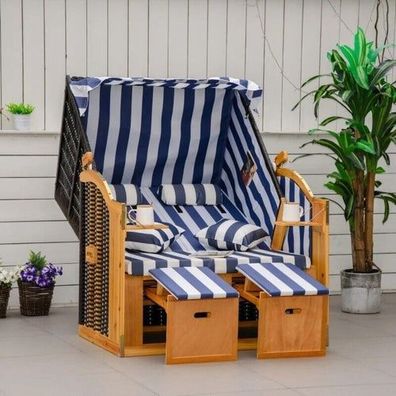 XXL Luxus Strandkorb Ostsee Volllieger-Sonneninsel Gartenliege Neues Modell 2024