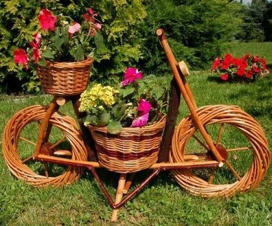 XL Premium Fahrrad 75cm Korbgeflecht Rattan Körbe Pflanzkorb Pflanzkasten Garten