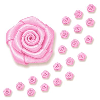 Satinrosen 15mm zum Basteln & Aufnähen 20 Stück Rosa