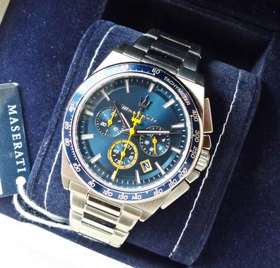 Schöner Maserati Velocita WR 100 Chronograph Herren Armbanduhr Neu - Full Set