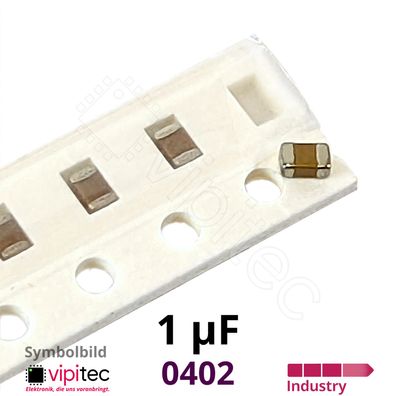 1 µF 0402 SMD-Keramikkondensatoren | 10% 25V 85°C X5R 1uF Kerko