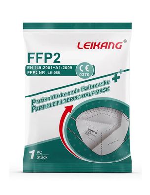 100x FFP2 Masken Staubmasken Atemschutzmasken Leikang CE0370 MHD 8/2025