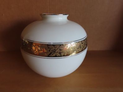 Vase bauchig Rund eierschalenfarben mit goldfarbener Bordüre Schirnding 6