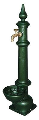 JS Standbrunnen, MIT MS-NOSTALGIE Auslaufventil,1/2", Rauguss GRUEN