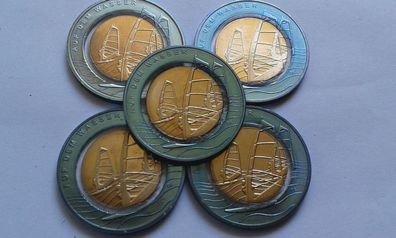 5 x 10 euro 2021 ADFGJ Komplettsatz Auf dem Wasser Niob Polymermünzen + Niob 10€ Set