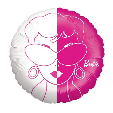 Folienballon Barbie pink weiß rund 45cm Deko für Mädchen Party Kindergeburtstag