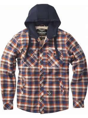 WCC West Coast Choppers Flannel Jacket Sherpa Lined - Brown/Orange
