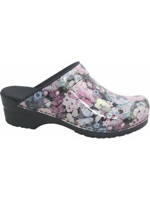 Sanita Damen Offener Clog Original-Isalena Open Rose print